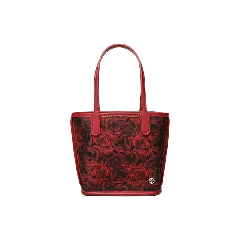 PAYOT Fabric Bonded Microfiber Synthetic Leather Wedding Bag Shoulder Handbag Medium Size Women's Dark Red-0