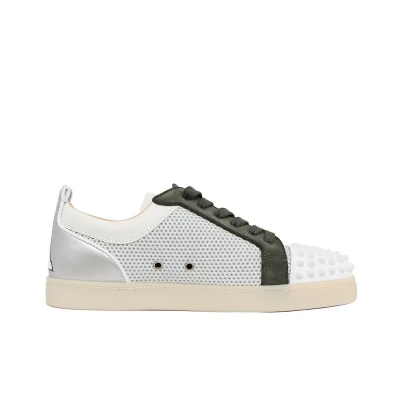 CL LUBOTING Spiked Punched Low Top Skateboard Shoes Men's White Green-1