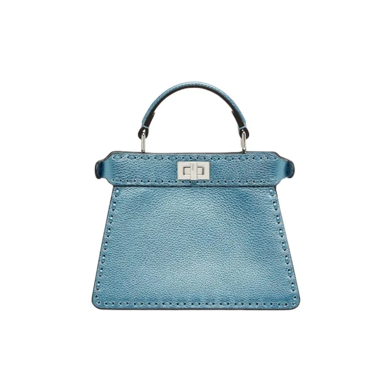 FENDI Peekaboo ISeeU Calfskin Shoulder Bag, Crossbody Bag, Handbag Trumpets Women's Blue-2