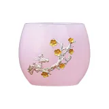 Cold Plum with Snow-Resistant Engraved Tin Glass Cup (Pink)
