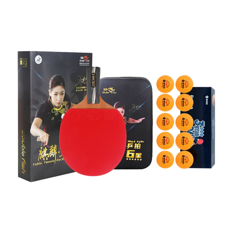 DOUBLEFISH Ping Pong Paddles Unisex All Wood Black Red-18