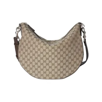 GUCCI Canvas Crossbody Bag Shoulder Bag Medium Size Women's Beige