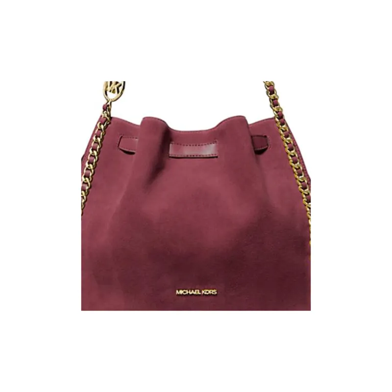 MICHAEL KORS Mina Suede Portable Bucket Bag Shoulder Bag Women's Ox Blood Color-3