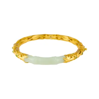 CHIC ZONE Bangles Pale Greenish White Jade Women's