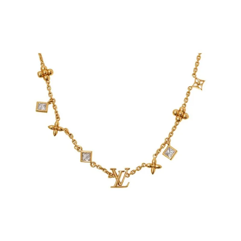 LOUIS VUITTON IN THE SKY Crystal Necklaces Women's Gold-1
