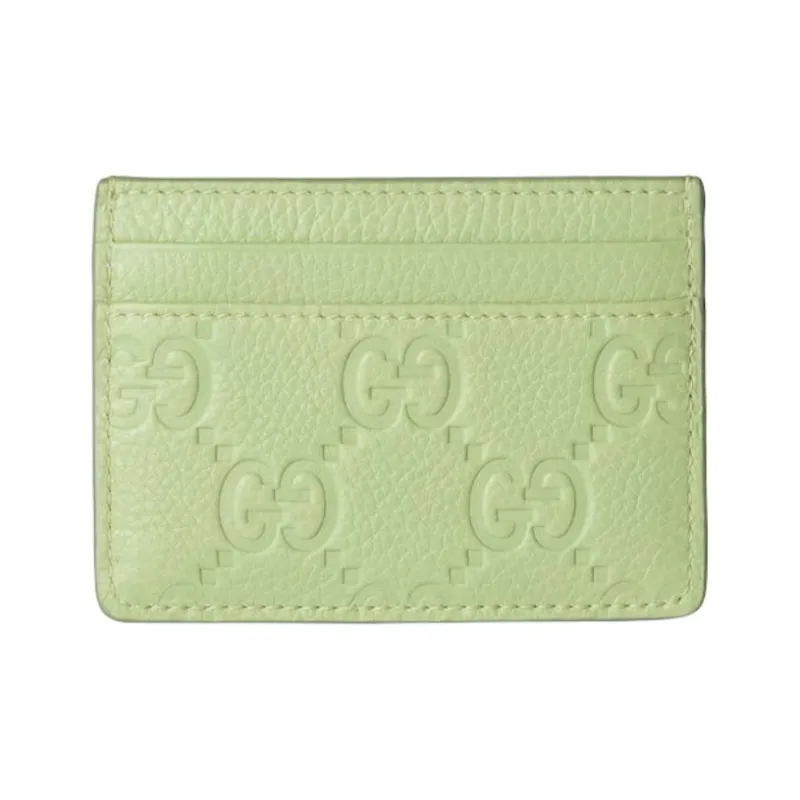 GUCCI Grain Leather Card Holder Women's Green-2