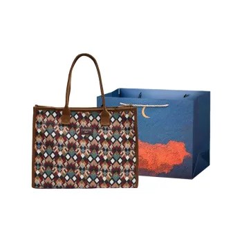 Elsvet Canvas Tote Bag, Canvas Bag, Shopping Bag, Shoulder Bag Women's Khaki/Coffee/Blue