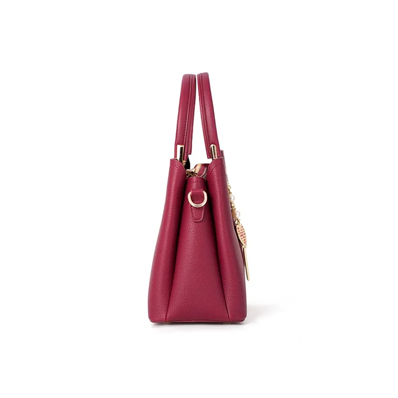 Vigno Synthetic Leather Handbag, One Shoulder Strap Regular Women's Red-4