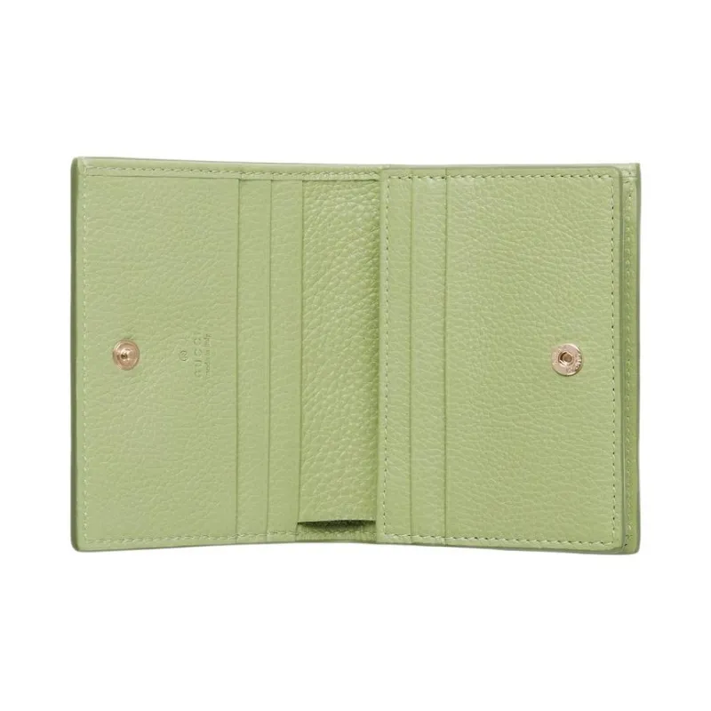 GUCCI Leather Wallet Mini Women's Light Green-2
