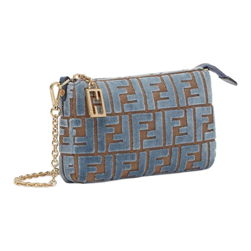 FENDI Baguette Polyester One Shoulder Clutch Women's Light Blue-1