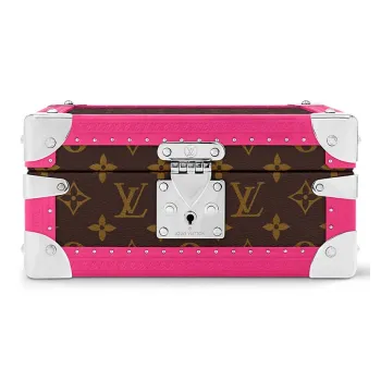 LOUIS VUITTON Monogram Coated Canvas Jewelry Storage Box Women's Brown & Fuchsia