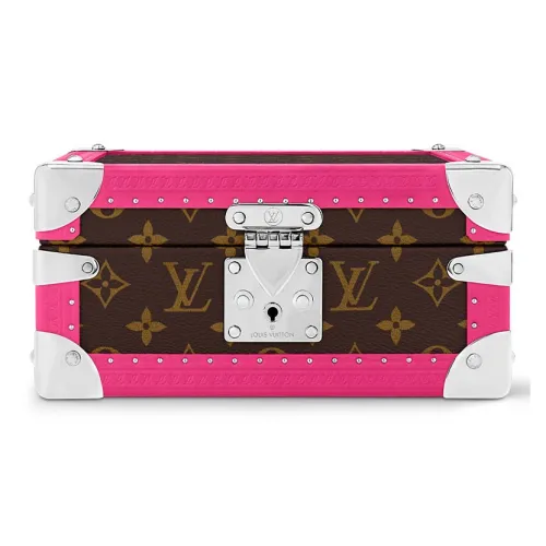 LOUIS VUITTON Monogram Coated Canvas Jewelry Storage Box Women's Brown & Fuchsia
