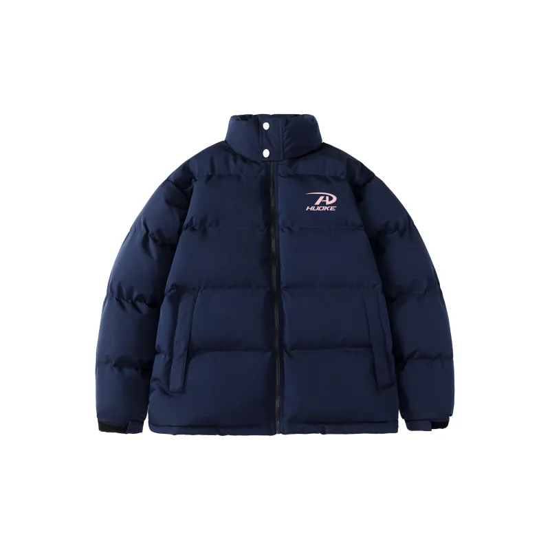 Goods Engraving Puffer Jacket Unisex Navy Blue-1