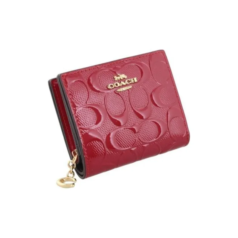 COACH Patent Leather Wallet Women's Red-1