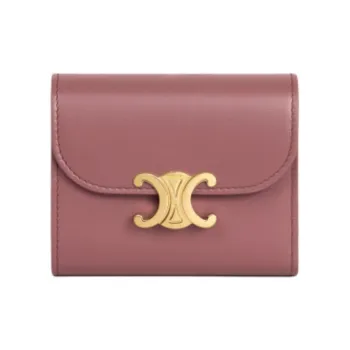 CELINE Triomphe Calfskin Wallet Small Size Women's Vintage Rose