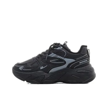 Warrior Warm Cushioning Coverage Height Increasing Wear Resistant Slip Resistant Low Top Chunky Sneakers Women's Black
