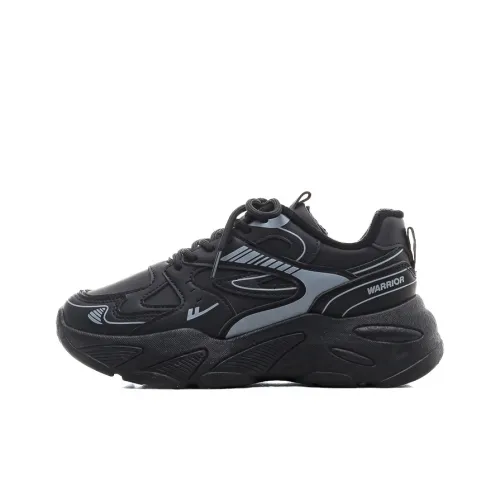 Warrior Warm Cushioning Coverage Height Increasing Wear Resistant Slip Resistant Low Top Chunky Sneakers Women's Black