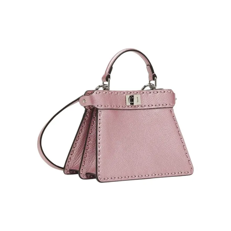 FENDI Peekaboo ISeeU Calfskin Shoulder Bag Crossbody Bag Handbag Small Size Women's Metal Pink-1