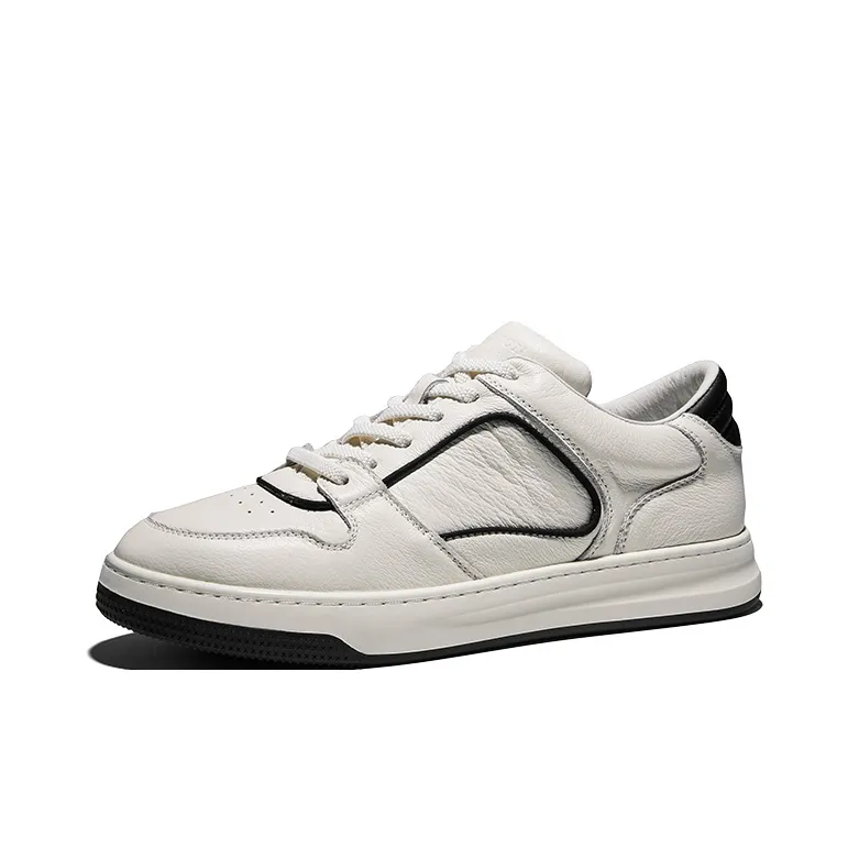 Hautton Jeans Low Top Skateboard Shoes Men's Black White-6