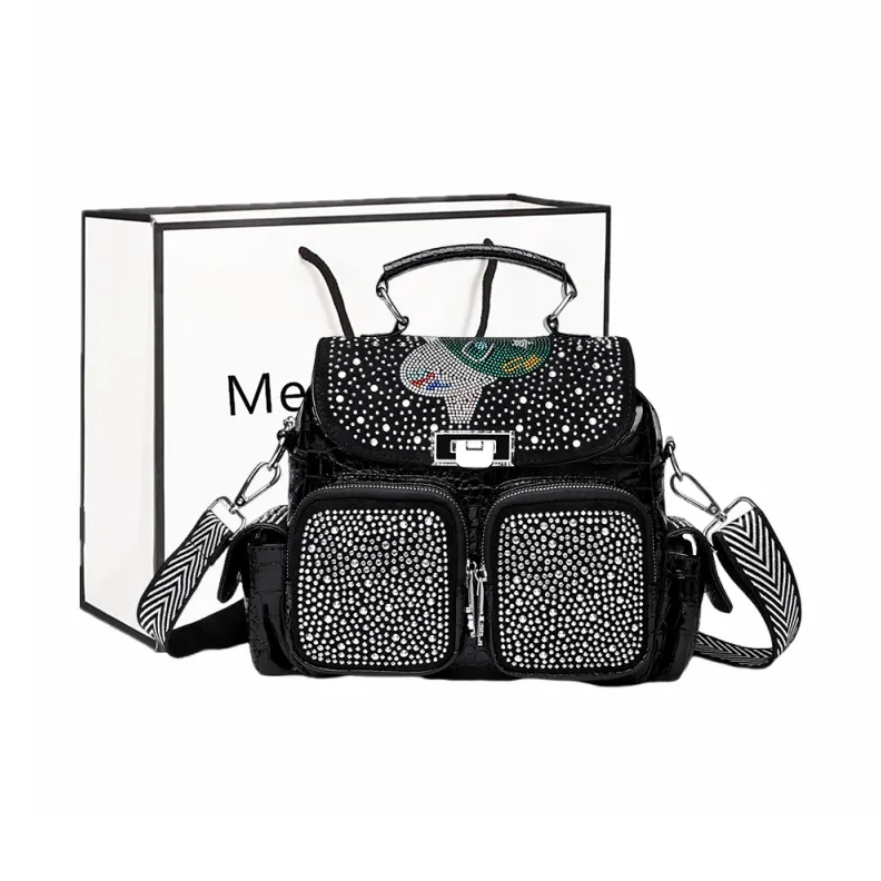 Fitchell PU Backpack Women's Black/Silver-0