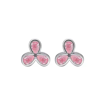 Heart Grass 999 Fine Silver Stud Earrings Women's