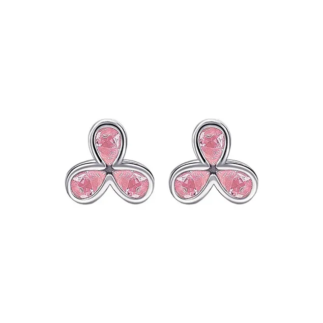 Heart Grass 999 Fine Silver Stud Earrings Women's-0