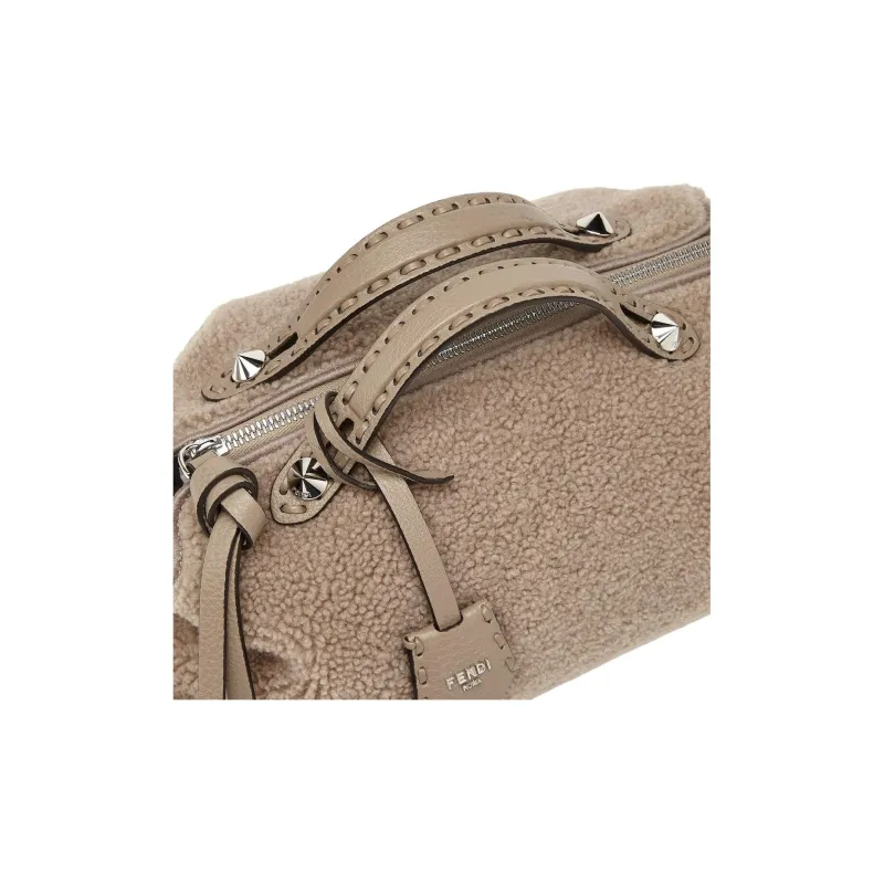 FENDI By The Way Series Sheep Wool, Sheepskin One Shoulder Handbag Medium Size Women's Dove Gray-6