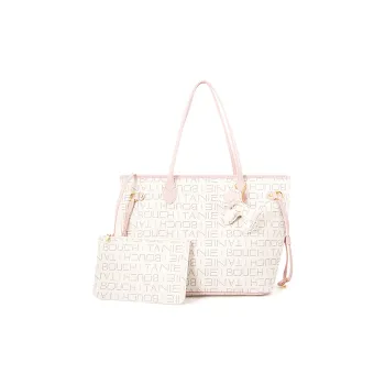 Vigno Synthetic Leather Handbag Shoulder Bag Regular Large Size Women's Pink White/Pink Coffee
