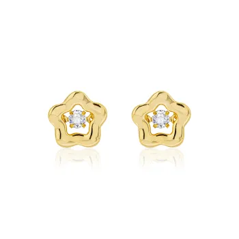 YYOGURT 14K Gold Plated Copper Shiny Zircon Versatile Everyday Stud Earrings Women's