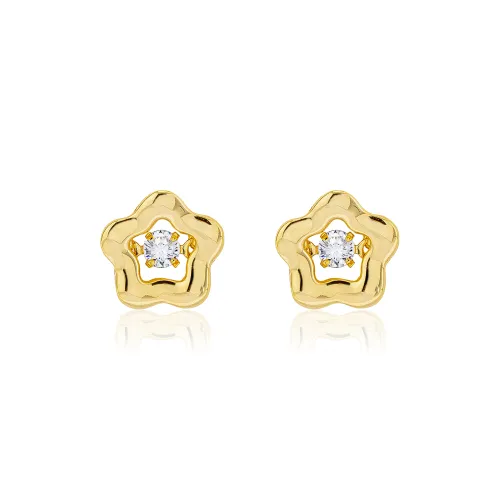 YYOGURT 14K Gold-Plated Copper Shiny Zircon Versatile Everyday Stud Earrings Women's