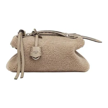 FENDI By The Way Series Sheep Wool Sheepskin One Shoulder Handbags Medium Size Women's Dove Gray