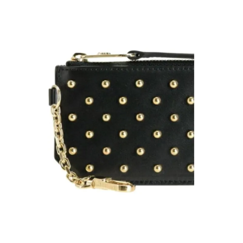 VERSACE Leather Coin Purse Women's Black-3