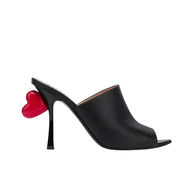 MOSCHINO Heart Detail Open Pointed Toe Mules Women's-1
