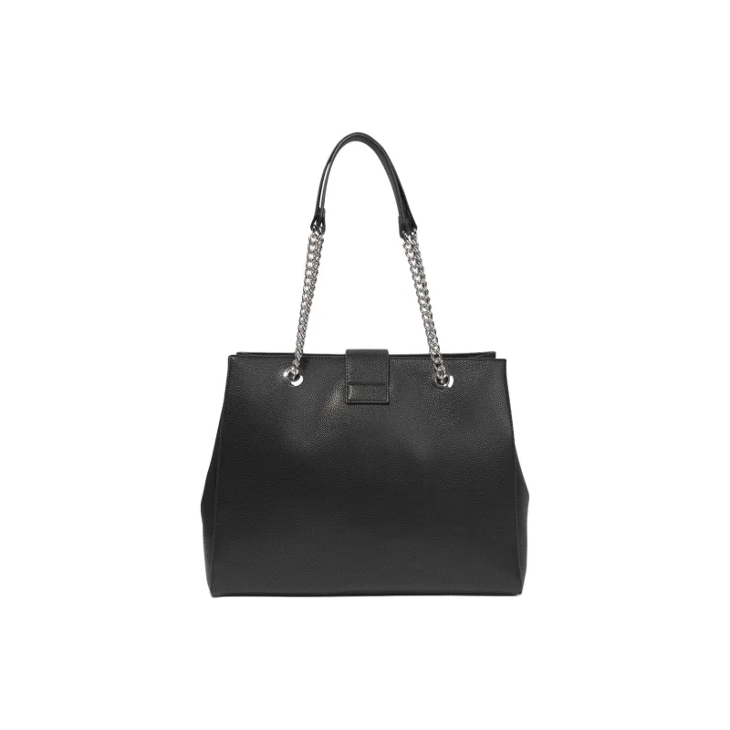 Valentino Litchi Grain Artificial Leather Tote Bag, Shopping Bag, Handbag, Shoulder Bag Women's Black-1