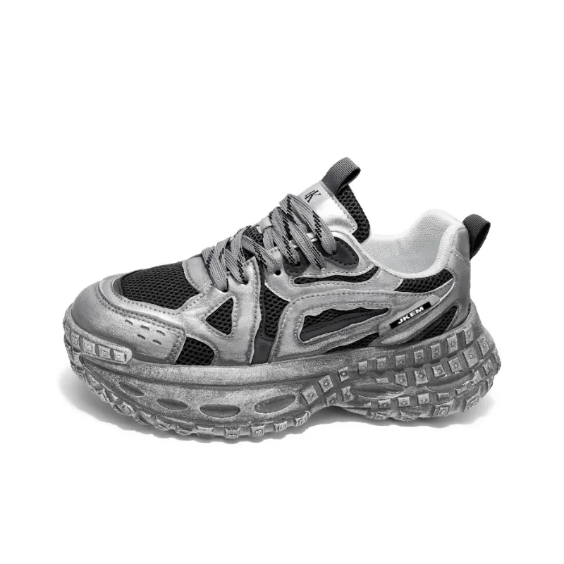 JKEM Anti Slip Wear Resistant Breathable Height Increasing Low Top Chunky Sneakers Men's-6