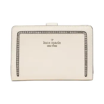 Kate Spade Cross-Stitch Leather Wallet Medium Size Women's Protein Cream