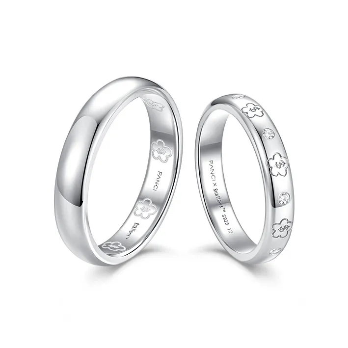 FANCI S925 Silver Ring Pair Unisex-0