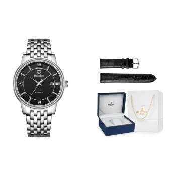 Bestdon Automatic Mechanical Movement Stainless Steel Watchband Men's Watches Black Dial
