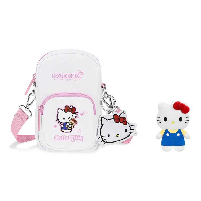 Hello Kitty Sanrio Series Polyester Cell Phone Pouch Crossbody Bags Women's White-17
