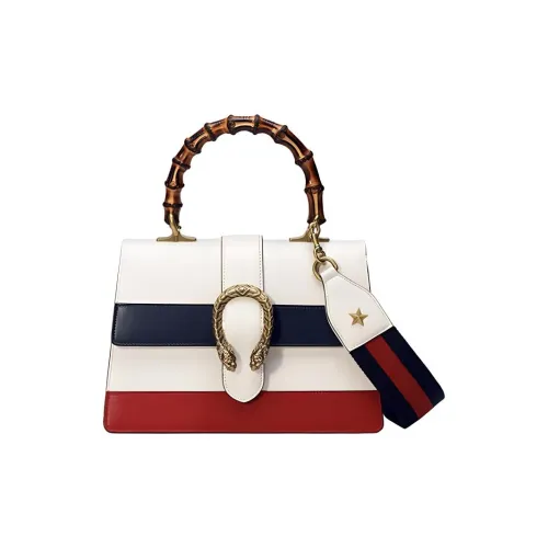 GUCCI Dionysus Multicolor Cow Leather Shoulder Bag Crossbody Bag Handbag Medium Size Women's White/Dark Blue/Red