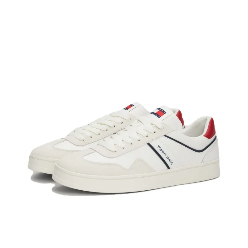 Tommy Hilfiger Cupsole Low Top Skateboard Shoes Men's White Red-2
