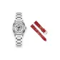 3A322 Roman Holiday-Silver Steel Band (Comes with Garnet Red Belt+BV Green Large Box)