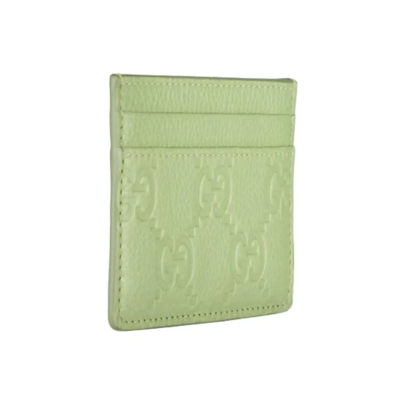 GUCCI Grain Leather Card Holder Women's Green-1