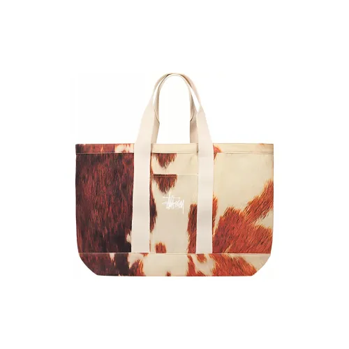 Stussy Cotton Tote Bag Shopping Bag Handbag Extra Large Unisex Apricot/Brown