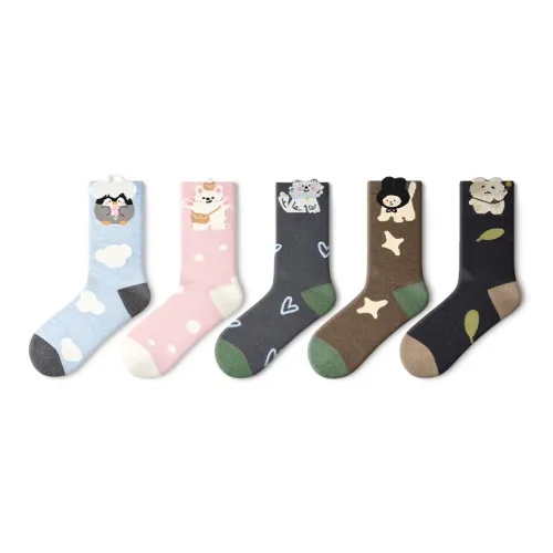 Primeet Mid Calf Socks Women's 5 Pack
