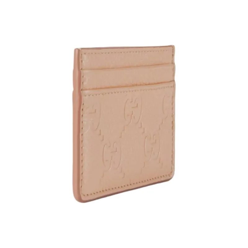 GUCCI Grain Leather Card Holder Women's Light Pink-1