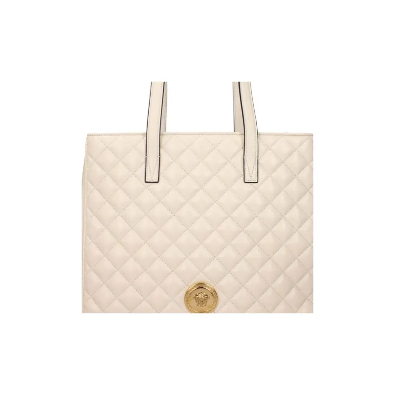 VERSACE Leather Tote Bag Shopping Bag Handbag Shoulder Bag Medium Size Women's Beige-3