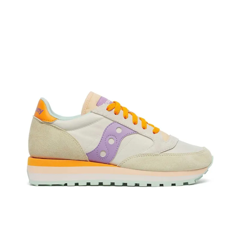 Saucony Jazz Triple Anti Slip Wear Resistant Low Top Casual Shoes Women's Beige Purple Orange-1