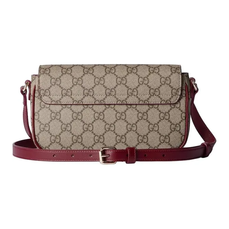 GUCCI Coated Fabric Shoulder Bag Mini Women's Deep Red & Brown-3