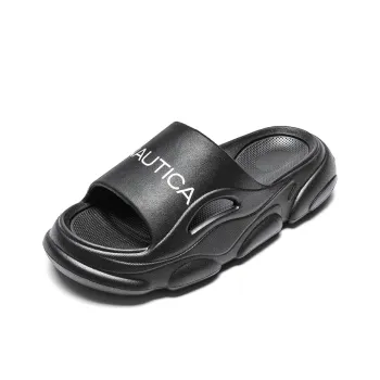 NAUTICA Slip Resistant Odor Resistant Abrasion Resistant Slide Slippers Unisex Black